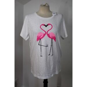 NWT J Crew Factory XL White Flamingo Collector Tee Top J2224 Love Engagement